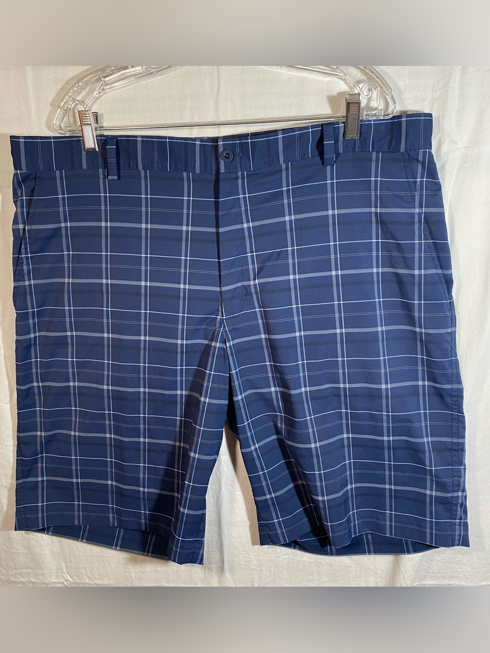 Nike Golf Shorts Size 40 Mens Blue Gray Plaid Check Athletic Dri Fit Preppy